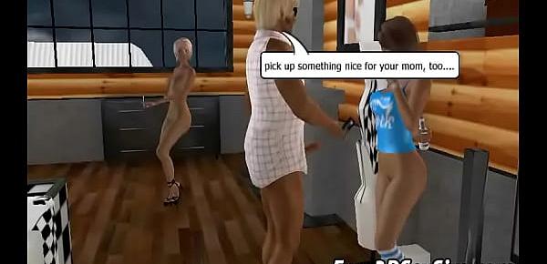  Two sexy 3D cartoon babes sharing a studs hard cock